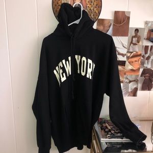brandy melville black and white new york hoodie